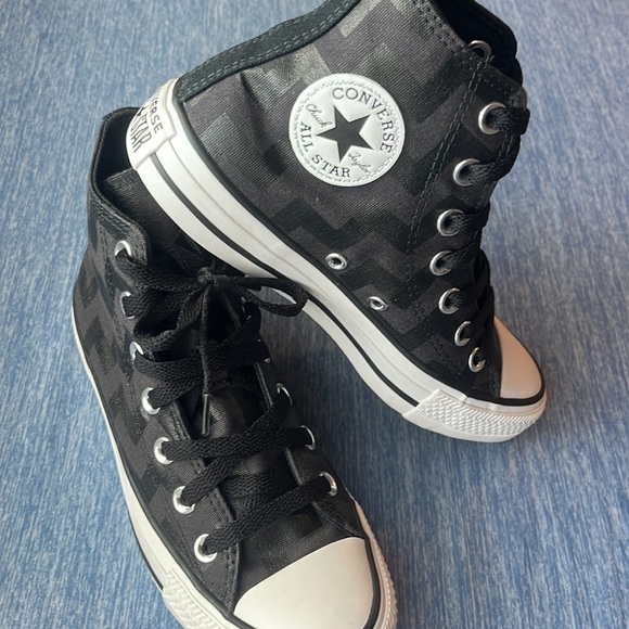 Black on Black Zig Zag Converse high tops Chuck Taylor All Star NEW without tag - Picture 6 of 10